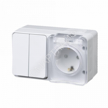 Блок ОП AtlasDesign PROFI IP54 (розетка 1-м 16А заземл. защ. шторки + 2-кл. выключатель 10А) бел. SE ATN540174 - smartlife-ural.ru – Екатеринбург