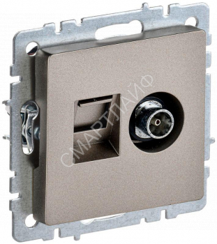 Розетка компьютерная + телевизионная 2-м Brite РТВ/РК12-БрШ RJ45 кат.5E + TV механизм шампань IEK BR-AK20-1-K37 - smartlife-ural.ru – Екатеринбург