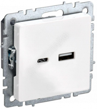 Розетка BRITE USB A+C 18Вт РЮ11-1-БрБ механизм бел. IEK BR-U22-018-K01 - smartlife-ural.ru – Екатеринбург
