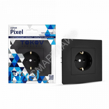 Розетка 1-м СП Pixel 16А IP20 с заземл. защ. шторки в сборе карбон TOKOV ELECTRIC TKE-PX-R1FZSF-C14 - smartlife-ural.ru – Екатеринбург