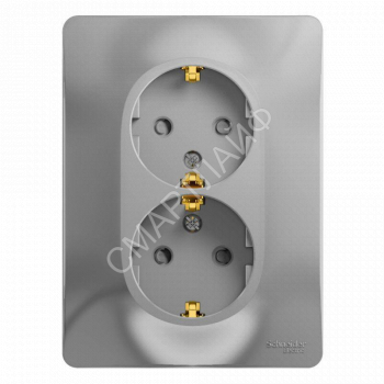 Розетка 2-м СП Glossa 16А IP20 с заземл. защ. шторки в сборе алюм. SE GSL000326 - smartlife-ural.ru – Екатеринбург