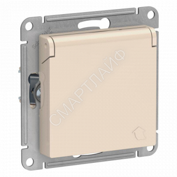 Розетка 1-м СП AtlasDesign 16А IP20 с заземл. защ. шторки с крышкой механизм беж. SE ATN000246 - smartlife-ural.ru – Екатеринбург