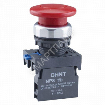 Кнопка "Грибок" NP8-11M/14 d40мм 1НО+1НЗ IP65 с самовозвратом красн. (R) CHINT 667265 - smartlife-ural.ru – Екатеринбург