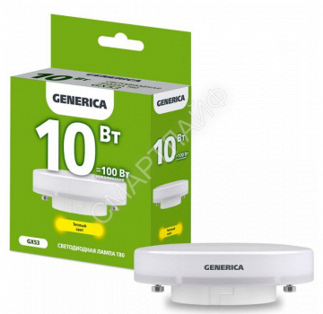 Лампа светодиодная T80 10Вт таблетка 3000К GX53 230В GENERICA LL-T80-10-230-30-GX53-G - smartlife-ural.ru – Екатеринбург