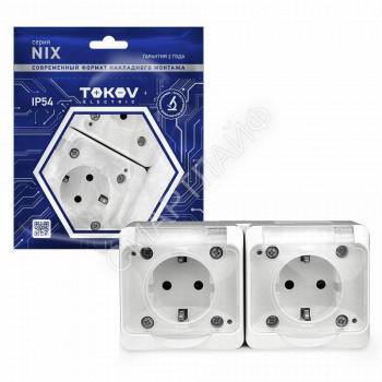 Розетка 2-м ОП Nix 16А IP54 250В с заземл. с прозр. крышкой бел. TOKOV ELECTRIC TKE-NX-R2Z-C01T-IP54 - smartlife-ural.ru – Екатеринбург