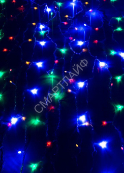 Гирлянда светодиодная "Дождь" 1.5х1.5м 144LED мультиколор 8 режимов 220В 1.5мм провод прозр. КОСМОС KOC_CUR-V106 - smartlife-ural.ru – Екатеринбург