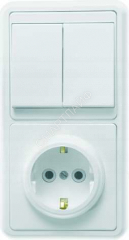 Блок БКВР-032 Бэлла (2-кл. выкл. + розетка с заземл.) бел. Кунцево 5831 - smartlife-ural.ru – Екатеринбург