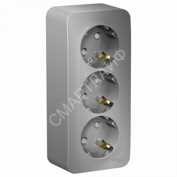 Розетка 3-м ОП Blanca 16А IP20 250В с заземл. защ. шторки с изолир. пластиной алюм. SE BLNRA011313 - smartlife-ural.ru – Екатеринбург