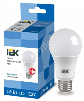 Лампа светодиодная A60 15Вт грушевидная 230В 6500К E27 IEK LLE-A60-15-230-65-E27 - smartlife-ural.ru – Екатеринбург