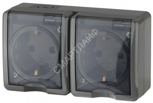 Розетка 2-м ОП Эра Эксперт 11-2403-03 16А IP54 16AX 250В 2х2P+E сер. Эра Б0020717 - smartlife-ural.ru – Екатеринбург