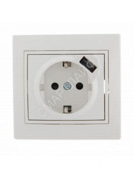 Розетка 1-м СП Mira 16А с заземл. + USB разъем бел. LEZARD 701-0202-181 - smartlife-ural.ru – Екатеринбург