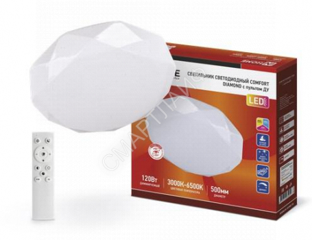 Светильник светодиодный COMFORT DIAMOND 120Вт 3000-6500К 9600лм 230В 500х80мм с пультом ДУ IN HOME 4690612035055 - smartlife-ural.ru – Екатеринбург