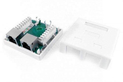 Розетка компьютерная 2-м ОП SB1-2-8P8C-C6-SH-WH RJ45 (8P8C) кат.6 экранир. Dual IDC Hyperline 430237 - smartlife-ural.ru – Екатеринбург