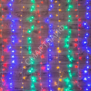 Гирлянда светодиодная "Светодиодный Дождь" 1.5х1м 96LED мультиколор 8Вт 230В IP20 с контроллером провод прозр. Neon-Night 235-029 - smartlife-ural.ru – Екатеринбург