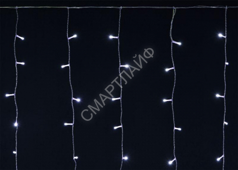 Гирлянда "Бахрома" 4.5х0.7м 200LED бел. IP44 провод прозр. 230В мерцание транзит IEK LGDU321-2-200-L3-T-S-44 - smartlife-ural.ru – Екатеринбург