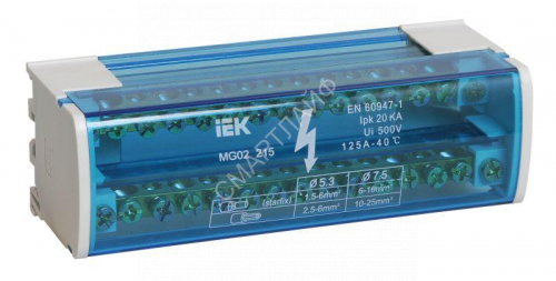 Шина на DIN-рейку в корпусе (кросс-модуль) ШНК 2х15 L+PEN IEK YND10-2-15-125 - smartlife-ural.ru – Екатеринбург