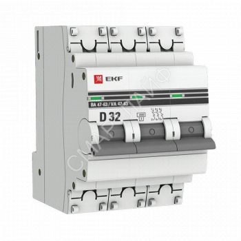 Выключатель автоматический модульный 3п D 32А 4.5кА ВА 47-63 PROxima EKF mcb4763-3-32D-pro - smartlife-ural.ru – Екатеринбург