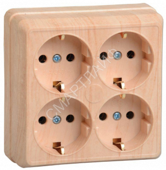 Розетка 4-м ОП Октава РС24-3-ОС 16А IP20 с заземл. сосна GENERICA ERO41-K03-16-DC - smartlife-ural.ru – Екатеринбург