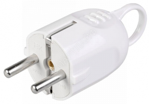 Вилка угловая ВПу12-01-Ст разборная с заземл. с кольцом 16А бел. IEK EVP12-16-01-K01 - smartlife-ural.ru – Екатеринбург