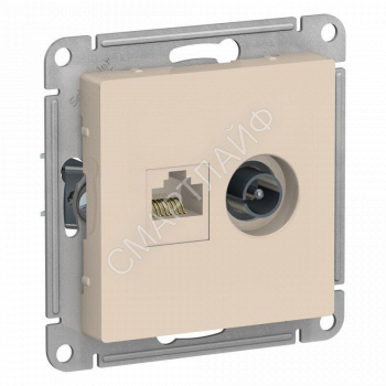 Розетка компьютерная + телевизионная 2-м СП AtlasDesign RJ45 кат.5E + TV механизм беж. SE ATN000289 - smartlife-ural.ru – Екатеринбург