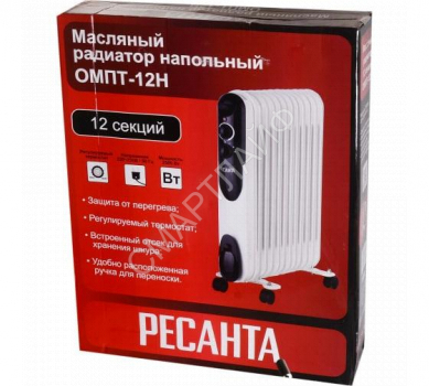 Радиатор масляный 2500Вт ОМПТ-12Н Ресанта 67/3/5 - smartlife-ural.ru – Екатеринбург