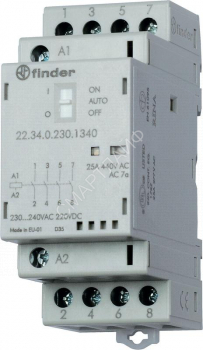 Контактор модульный 2NO + 2NC 25А AgSnO2 230В AC/DC 35мм IP20 опции: мех. индикатор + LED FINDER 223402304620 - smartlife-ural.ru – Екатеринбург