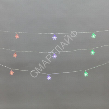 Гирлянда светодиодная "Снежинки" большие 5м 20LED мульти (RG/RB) IP20 230В мигание провод прозр. Neon-Night 304-024 - smartlife-ural.ru – Екатеринбург