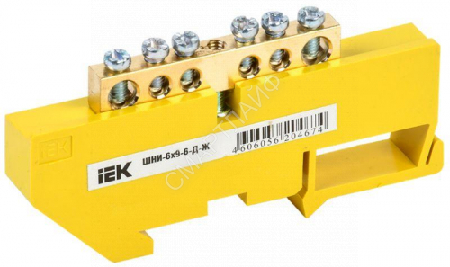 Шина PE "земля" на DIN-изоляторе ШНИ-6х9-6-Д-Ж IEK YNN10-69-6D-K05 - smartlife-ural.ru – Екатеринбург