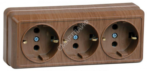 Розетка 3-м ОП Октава РС23-3-ОД 16А IP20 с заземл. дуб GENERICA ERO31-K04-16-DC - smartlife-ural.ru – Екатеринбург