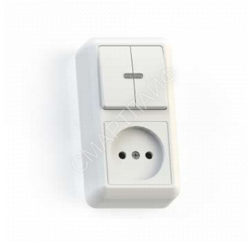 Блок комбинированный ОП БКВР-431 Оптима (2-кл. выкл. с подсветкой + розетка) бел. Кунцево 8063 - smartlife-ural.ru – Екатеринбург