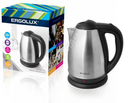 Чайник ELX-KS01-C72 1.8л 1500-2300Вт 160-250В нерж. сталь матов. черн. Ergolux 13120 - smartlife-ural.ru – Екатеринбург