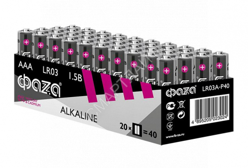 Элемент питания алкалиновый AAA/LR03 1.5В Alkaline Pack-40 (уп.40шт) ФАZА 5023024 - smartlife-ural.ru – Екатеринбург