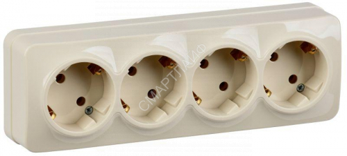 Розетка 4-м ОП GLORY РС24-3-ХК 16А с заземл. крем. IEK ERH41-K33-16 - smartlife-ural.ru – Екатеринбург