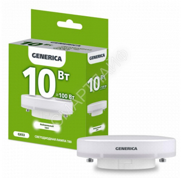 Лампа светодиодная T80 10Вт таблетка 4000К GX53 230В GENERICA LL-T80-10-230-40-GX53-G - smartlife-ural.ru – Екатеринбург