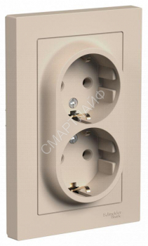 Розетка 2-м. AtlasDesign 16А с заземл. в сборе песочн. SE ATN001224 - smartlife-ural.ru – Екатеринбург
