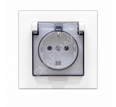 Розетка 1-м СП Афина 16А IP20 с заземл. с прозр. крышкой в сборе бел. Universal A0030 - smartlife-ural.ru – Екатеринбург