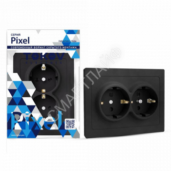 Розетка 2-м СП Pixel 16А IP20 с заземл. защ. шторки в сборе карбон TOKOV ELECTRIC TKE-PX-R2FZSF-C14 - smartlife-ural.ru – Екатеринбург