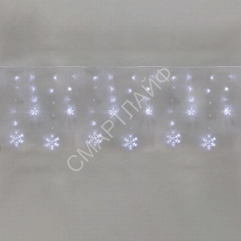 Гирлянда светодиодная "Бахрома" со снежинками 2.4х0.9м 150LED бел. 7.5Вт 230В IP20 с контроллером 8 режимов Neon-Night 255-075 - smartlife-ural.ru – Екатеринбург