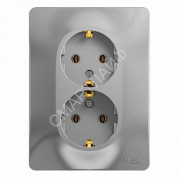 Розетка 2-м СП Glossa 16А IP20 с заземл. в сборе алюм. SE GSL000324 - smartlife-ural.ru – Екатеринбург