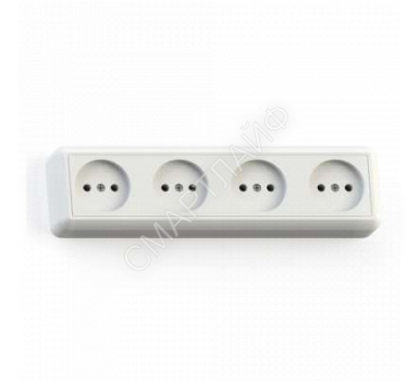 Розетка 4-м ОП Оптима РА16-402 16А IP20 с монтаж. пластиной сл. кость Кунцево 8050 - smartlife-ural.ru – Екатеринбург
