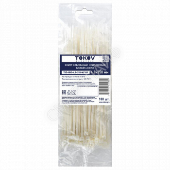 Хомут кабельный нейлоновый бел. 4.8х350 (уп.100шт) TOKOV ELECTRIC TKE-HNS-4.8-350-W/100 - smartlife-ural.ru – Екатеринбург
