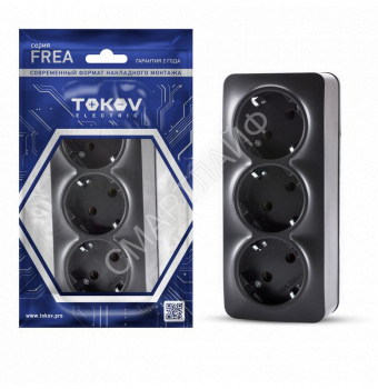 Розетка 3-м ОП Frea 16А IP20 250В с заземл. АБС-пластик карбон TOKOV ELECTRIC TKE-FR-R3Z-C14 - smartlife-ural.ru – Екатеринбург