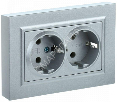 Розетка 2-м СП BRITE РСш12-3-БрС 16А в сборе с заземл. защ. шторки сталь IEK BR-R24-16-K46-F - smartlife-ural.ru – Екатеринбург