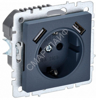 Розетка BRITE РЮш10-1-БрМ 16А с USB A+A 2.1А с заземл. защ. шторки механизм маренго IEK BR-R14-16-U21-D21-K35 - smartlife-ural.ru – Екатеринбург