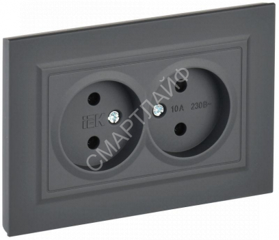 Розетка 2-м СП BRITE РС12-2-БрГ 10А в сборе без заземл. без защ. шторок графит IEK BR-R20-10-K53-F - smartlife-ural.ru – Екатеринбург