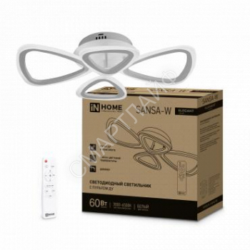 Светильник светодиодный ELEGANT SANSA-W 60Вт 3000-6500К 4700лм 230В 600х400х75мм с пультом ДУ бел. IN HOME 4690612043326 - smartlife-ural.ru – Екатеринбург