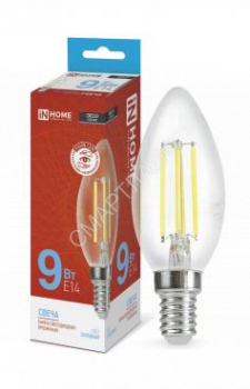 Лампа светодиодная LED-СВЕЧА-deco 9Вт свеча прозрачная 6500К холод. бел. E14 1040лм 230В IN HOME 4690612030197 - smartlife-ural.ru – Екатеринбург