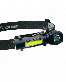 Фонарь аккумуляторный налобный 3Вт LED+3Вт COB LED с коллиматорной линзой Li-ion 18650 1200мА.ч корпус ABS-пластик USB-шнур type C магнит на корпусе зажим для крепления регулируемый эласт. ремешок КОСМОС KOC508Lit - smartlife-ural.ru – Екатеринбург