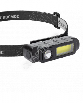 Фонарь аккумуляторный налобный 1Вт LED+3Вт COB LED Li-ion 18650 800мА.ч корпус ABS-пластик USB-шнур регулируемый эласт. ремешок КОСМОС KOC510Lit - smartlife-ural.ru – Екатеринбург