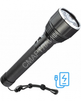 Фонарь аккумуляторный ручной 20Вт LED съемные Li-ion 26650 4000мА.чx2шт=8000мА.ч Power-bank корпус анодир. алюм. индикатор уровня заряда USB-шнур type C ремешок ручной КОСМОС KOC131Lit - smartlife-ural.ru – Екатеринбург